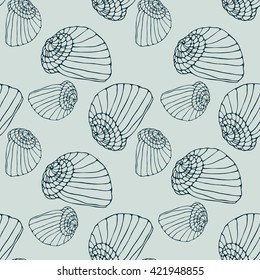 Seamless vector sea shell pattern