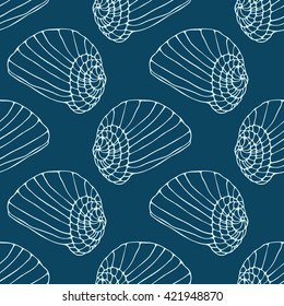 Seamless vector sea shell pattern