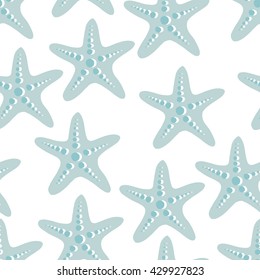 Seamless vector sea shell pattern. Hand drawn elements.