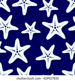 Seamless vector sea shell pattern. Hand drawn elements.
