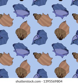 Seamless Vector Sea Shells Illustration Pattern
