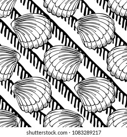 Seamless Vector Sea Shells Pattern