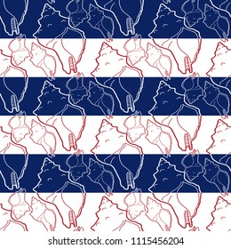 Seamless vector sea shells pattern. Marine backgroud with stripes. Sea theme summer texture