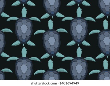 Seamless Vector Sea Turtle Illustration Pattern