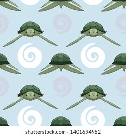 Seamless Vector Sea Turtle Illustration Pattern