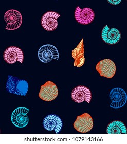 Seamless vector seashell pattern sea ocean