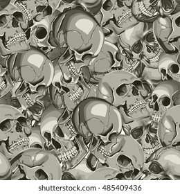 Seamless Vector Sepia Skulls Pattern