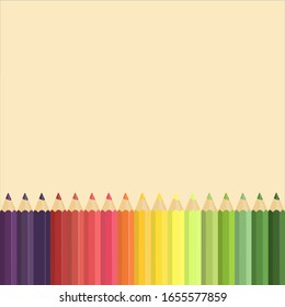 Seamless vector set of color pencils,crayons isolated on old paper, illustration for backdrop, booklet, banner, design template. 