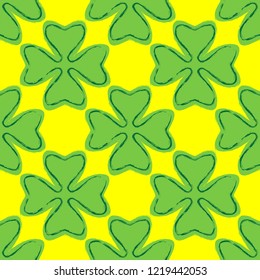 Seamless Vector - Shamrock / Clover Pattern Background - Good Luck Symbol - St. Patrick's Day