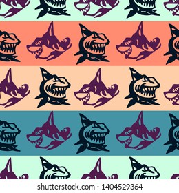 Seamless vector shark pattern. Sharks simplified ornament. Summer print for textiles