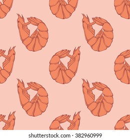 Seamless vector shrimp pattern