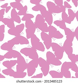 Seamless vector silhouette butterfly pattern on white background. Suitable for packaging, gift wrap, invitation card, fabric, wallpaper and other design projects.