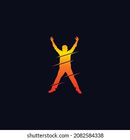 Seamless vector silhouette people standing, walking and jumping