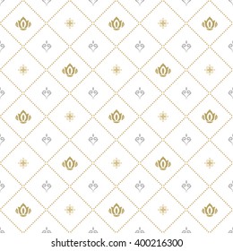 Seamless vector silver and golden ornament. Modern geometric pattern