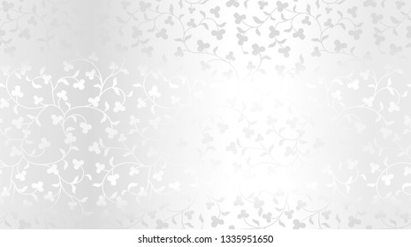 Seamless vector silver texture floral pattern. Luxury repeating damask platinum background. Premium wrapping paper or silk metallic cloth