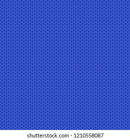 Seamless vector simple knitted blue pattern.