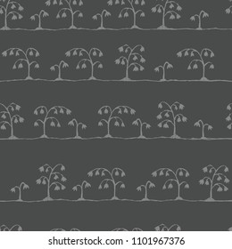 Seamless vector sketch flowers pattern for textile, ceramic, wrapping, craft