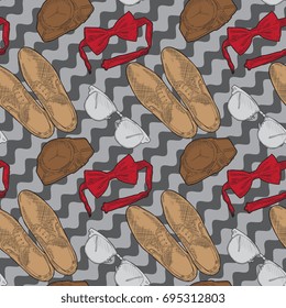 Seamless Vector Sketch Male Accessories Pattern