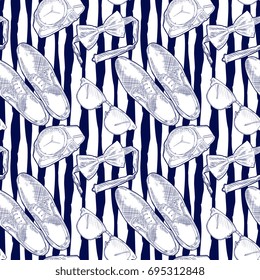 Seamless Vector Sketch Male Accessories Pattern