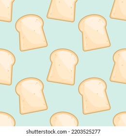 seamless vector with sliced bread on green mint pastel color background