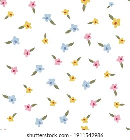 seamless vector small flower design pattern on white  background