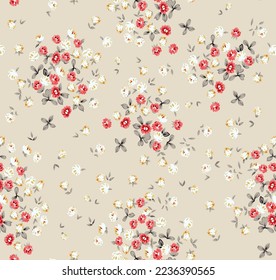 seamless vector small flower on brown background stock