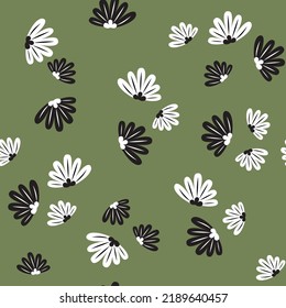 seamless vector small flower Pattern on green background