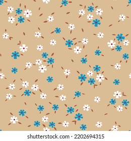 seamless vector small flower Pattern on brown background