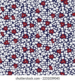 seamless vector small flower Pattern on navy background