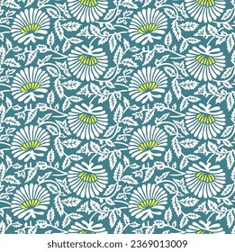 seamless vector small flower pattern on blue background stock