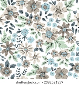 seamless vector small flower pattern on white background