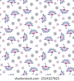 seamless vector small flower pattern on white