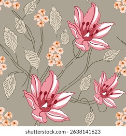 seamless vector small flower pattern on green