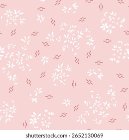 seamless vector small flower pattern on red background