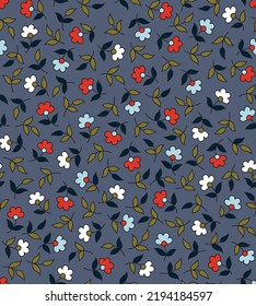 seamless vector small flowers pattern and floral pattern on grey background