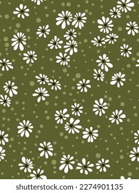 seamless vector small flowers pattern and floral pattern on green background