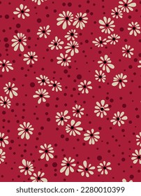 seamless vector small flowers pattern and floral pattern on red background