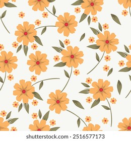 seamless vector small flowers pattern on white background