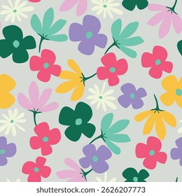 seamless vector small flowers pattern on white background