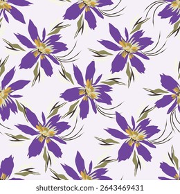 seamless vector small flowers pattern on white background