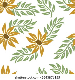 seamless vector small flowers pattern on white background