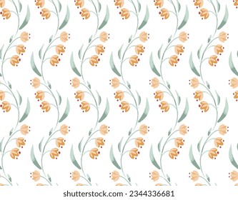 seamless vector small orange flower pattern on white background