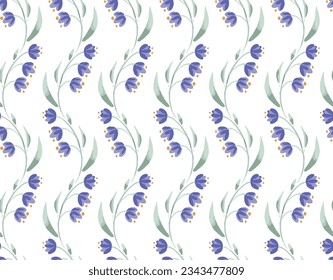 seamless vector small purple flower pattern on white background