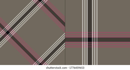 Seamless vector soft brown tartan pattern. Plaid background for fabric, textile, wrapping etc.