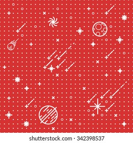 seamless vector space pattern. Illustration with stars and planets. Use for prints, web, posters, invitations.