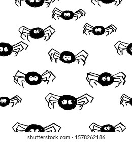 Seamless vector spiders. Textures, fabrics, paper. Insects pattern.