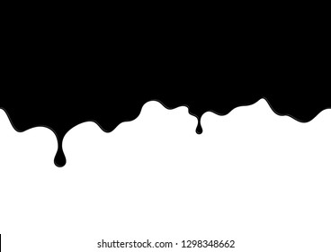 Seamless vector splash black color flowing and drip