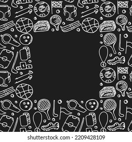seamless vector sports icons with place for text. Doodle vector with sport icons. sport background