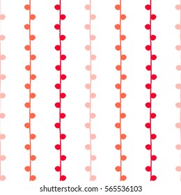 Seamless vector spring pattern. Red pink vertical twigs on white background. Hand drawn abstract branch illustration. Textile ornament