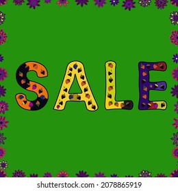 Sin inconveniente. Vector. Diseño de banner de venta de primavera, oferta especial para compras en línea.Ilustración en colores verde, amarillo y violeta. Dejando.